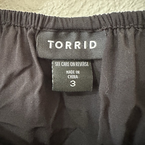 Torrid Top Womens Plus 3X Black White Embroidered Long Sleeve Boho Peasant Shirt - Picture 4 of 5